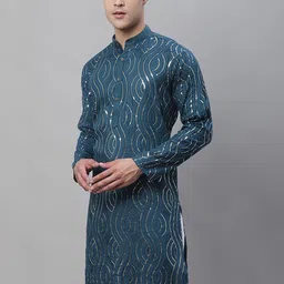 SOJANYA Ethnic Motifs Embroidered Sequinned Pure Cotton Kurta image 5