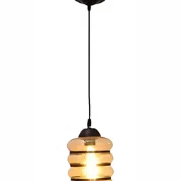 Areezo Black Glass Textured Cylinder Ceiling Lamp image 3