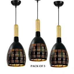 BrightLyt Black & Yellow 3 Pcs Aluminium Pendant Lights Ceiling Lamps With Adjustable Cord image 2