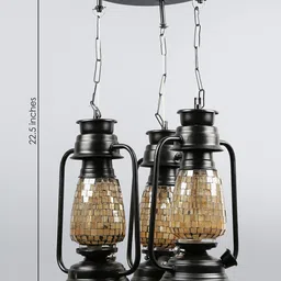 Devansh Black Cluster Lantern Mosaic Glass Hanging Lamp image 5