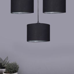 Devansh Black Cotton Shade Round Drum Cluster Hanging Lamp-picture-24