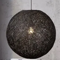 Homesake Black Spherical Textured Rattan Ceiling Lamp-picture-16