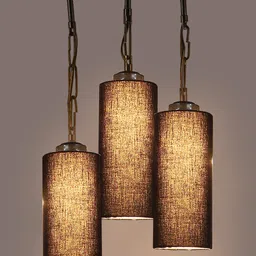 Devansh Black Solid Cotton Cylinder Contemporary Hanging Ceiling Lamp image 4