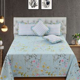 MORADO Blue & Green 5 Pieces Floral Printed Bedding Set-picture-11