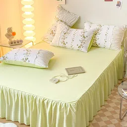JC HOME Green & White Floral Printed Double King Bedding Set-picture-24