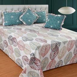 MORADO Off White & Teal Green 5 Pieces Floral Printed Bedding Set-picture-16