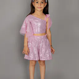 LIL DRAMA Girls Embellished Top with Shorts-image-14