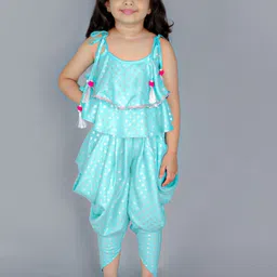 LIL DRAMA Girls Printed Top with Dhoti Pants-image-12