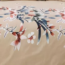 Laying Style Beige & Blue Floral 4 Pieces Double King Regular Bedding Set image 2