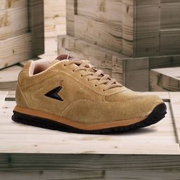 Power Men Beige Leather Running Non-Marking Shoes-picture-34