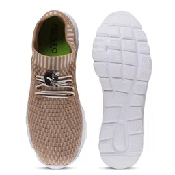 FAUSTO Women Beige Mesh Running Non-Marking Shoes image 5