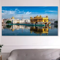 nestroots Blue & White Temple Canvas Framed Painting Wall Art-picture-30