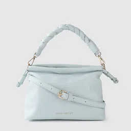 Lino Perros Blue Structured Handheld Bag with Detachable Sling Strap-image-38
