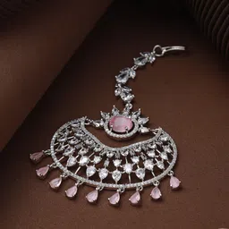 Jazz and Sizzle Silver-Plated AD Studded Maang Tika-picture-31