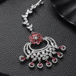 Jazz and Sizzle Silver-Plated AD-Studded Maang Tikka-picture-33