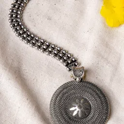TEEJH Silver-Plated Oxidised Circular Maang Tikka-picture-42