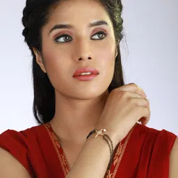 Anouk Gold-Plated AD Stone-Studded & Beaded Hand Mangalsutra-image-35