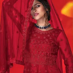 beautypiie Embroidered Net Semi Stitched Anarkali Gown image 2