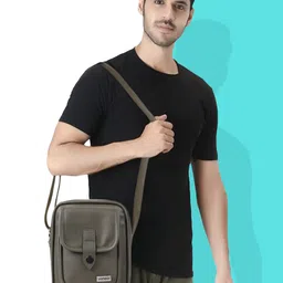 Veneer Men Structured Vegan Leather Sling Bag image 4
