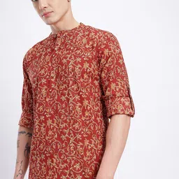 anouk rustic Men Printed Cotton Blend Straight Kurta-picture-10
