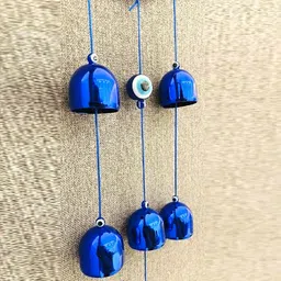 shop fusion 6 Bells Evil Eye Wall Hanging - Good Luck Charm & Prosperity Decor for Your Home Glass Windchime image 5