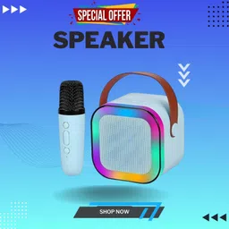 Rajkuvar 10W Bluetooth Speaker Wireless Karaoke Mic Speaker with RGB Light speakersWE104 10 W Bluetooth Home Audio Speaker image 1