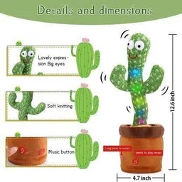 f a s t f r i e n d s Cute Face Big Eyes Cactus Plush Toy Talk-Back Repeat Mimic and Speak Education image 2
