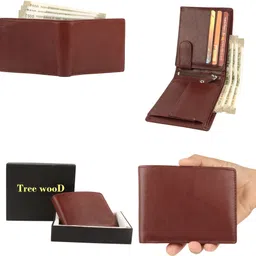 tree wood Men Trendy, Formal, Casual Brown Genuine Leather RFID Wallet - Mini image 5