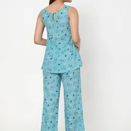 Ashtag Printed Pure Cotton Top And Pyjamas Night Suit image 4