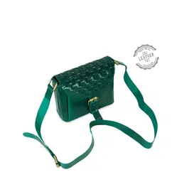 Goatter Green Leather Structured Sling Bag image 5