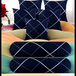urmila creation 5 Cushion 2 Bolster Microfibre Stripes Bolster Pack of 7-picture-23