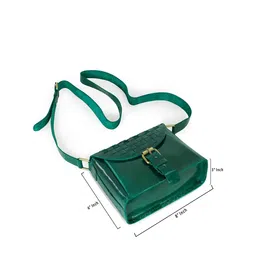 Goatter Green Leather Structured Sling Bag image 2