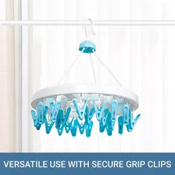 Kuber Industries Blue & White Colorblocked Clips Hanger image 4