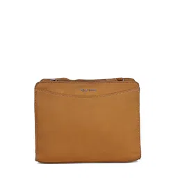 PELLE LUXUR Unisex Mustard Yellow Solid Messenger Bag-picture-34