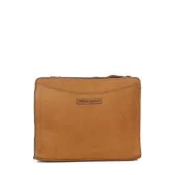 PELLE LUXUR Unisex Mustard Yellow Solid Messenger Bag image 2