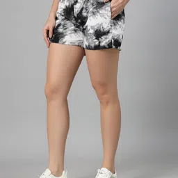 uzarus Printed Women Black, White Gym Shorts-picture-12
