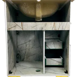 bobbyexport Gold premium 24 inch freestanding Vanity with washbasin premium design three draws Table Top Basin image 5