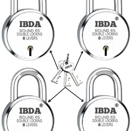 ibda 4 locks with same key | Double Locking | 8 Levers' Technology | Rivetless Steel Padlock-picture-32