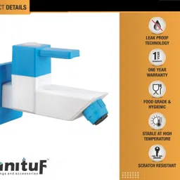 sanituf Bib Cock 100% PTMT || ISI Certified Regal Series Bib Tap for Bathroom and Kitchen || Plastic Bib Tap Faucet image 3