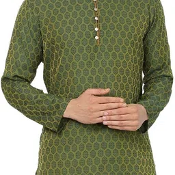 sydney heights Men Self Design Cotton Blend Straight Kurta image 5