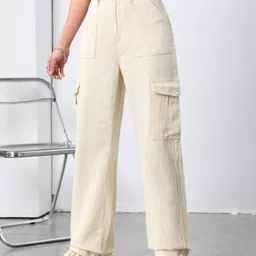 blessica Women Loose Fit High Rise Beige Jeans image 3