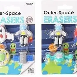 3 jokers 4 Cartoon Style Space Theme Erasers Set for Kids Non-Toxic Eraser-picture-28