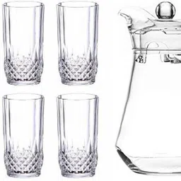 smilery 1.3 L Glass Water Jug with 6 x 235 ml Diamond-Cut Drinking Glasses Jug Glass Set image 4