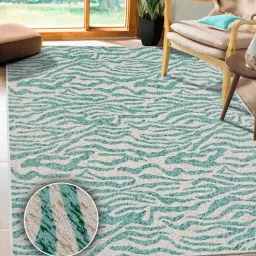 kaleen india Blue Abstract Polyester 6' X 9' Machine Made Carpet-picture-10