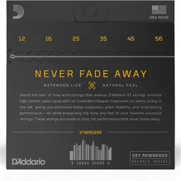d'addario Acoustic XTABR1256 XT 80/20 Bronze Coated, Light Top/Medium Bottom Gauge 12-56 Guitar String image 3