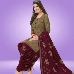 ayka clothings Unstitched Crepe Salwar Suit Material Floral Print-picture-14