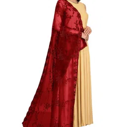 Net Embroidered Maroon Women Dupatta-image-41