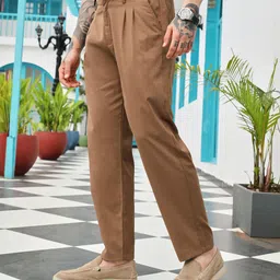 campus sutra Men Relaxed Brown Crepe Trousers-picture-21