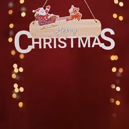 DecorTwist Beige and White Wooden Christmas Wall Hanging Decor-image-19