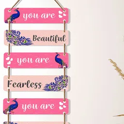 SAF Pink Printed Motivational Quotes Wooden Wall Hanging-picture-27
